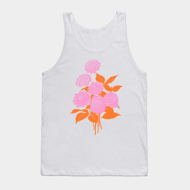 Flower Bouquet Illustration in Pink and Orange Tank Top by ApricotBirch